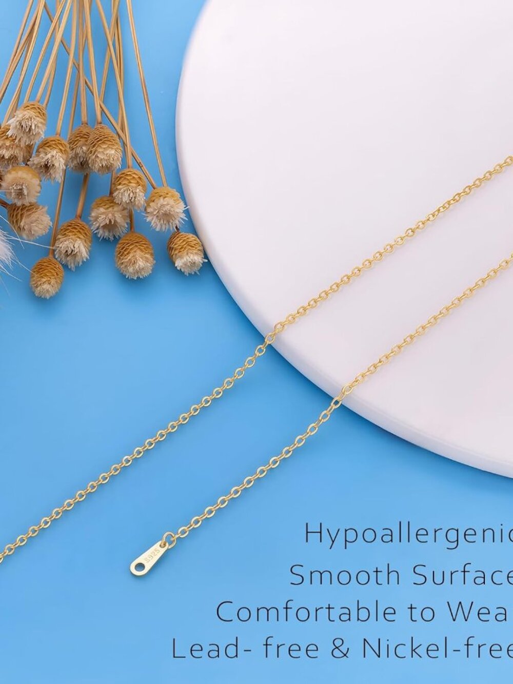 Gold Necklace Extender 14K Gold Plated Durable Necklace Extender, 925 Sterling S - Picture 5 of 7